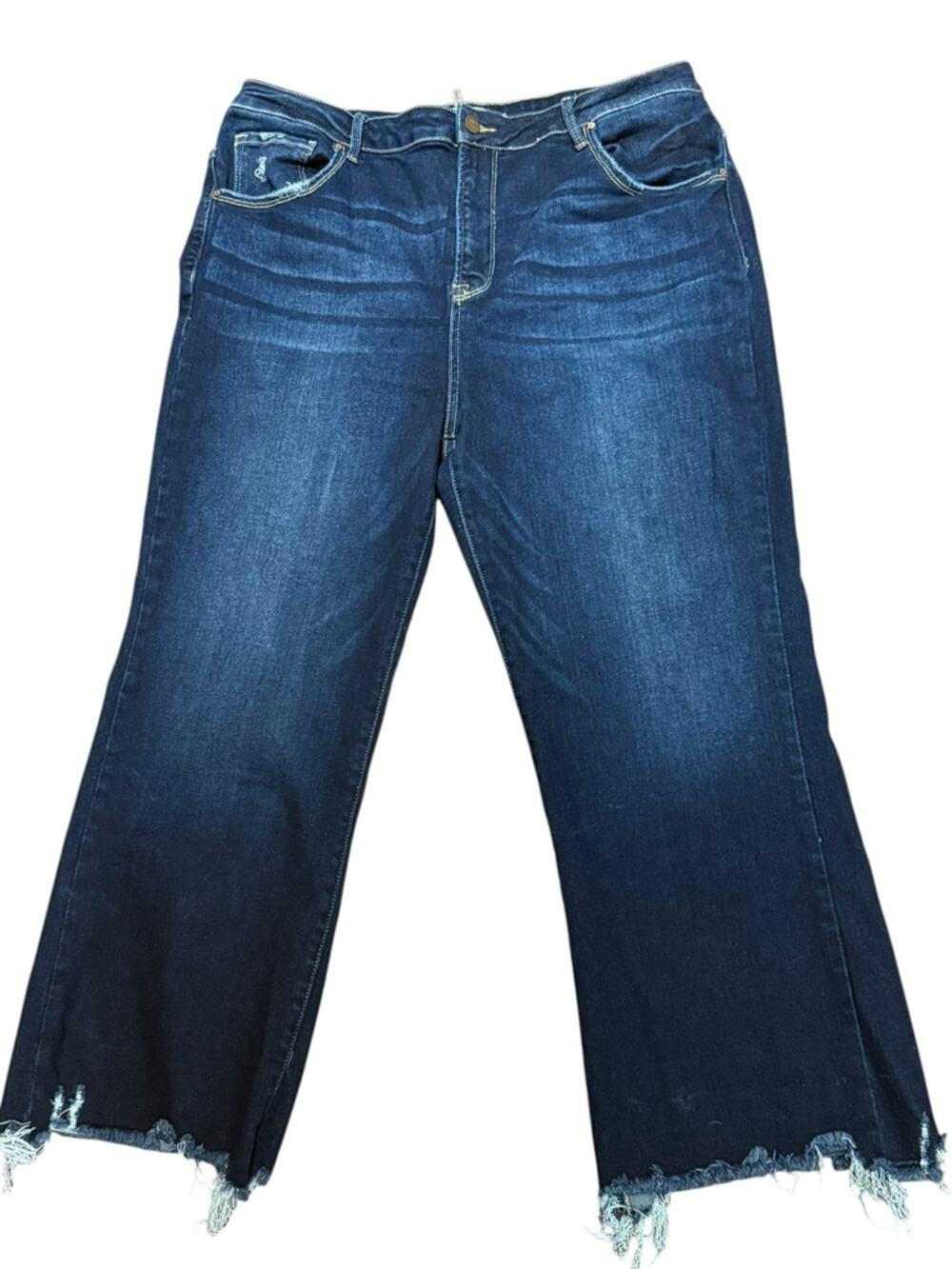 Risen Jeans Womens 3XL (36 x 27) Classic Dark Blue Women's Jeans Raw Edge Hem
